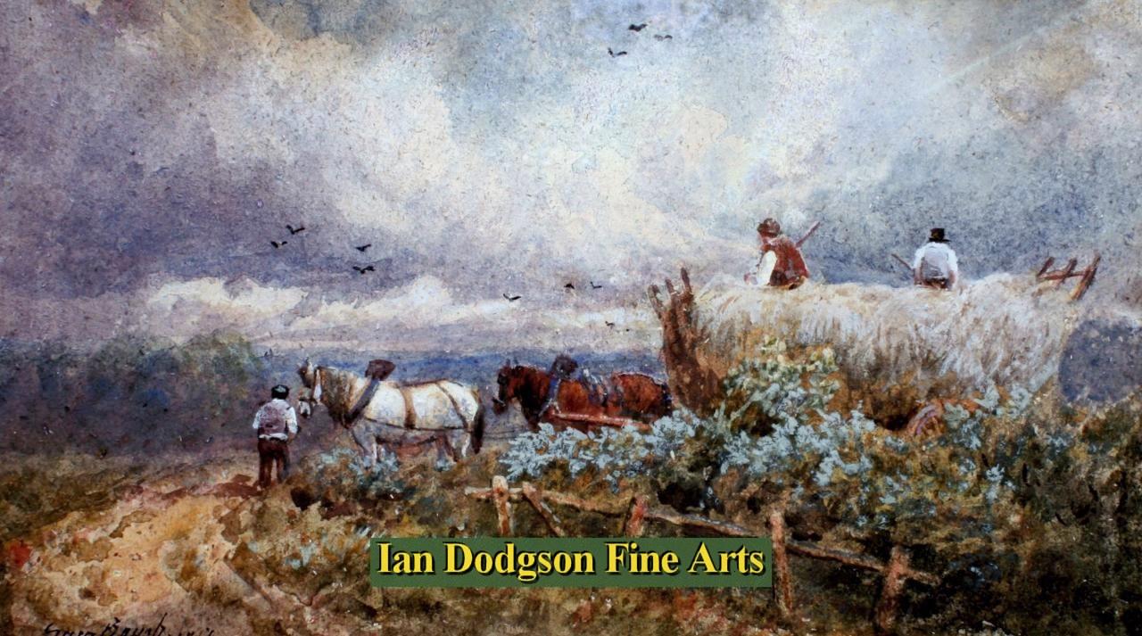 Samuel Bough - Leading the Haycart Watercolour with bodycolour (1854)