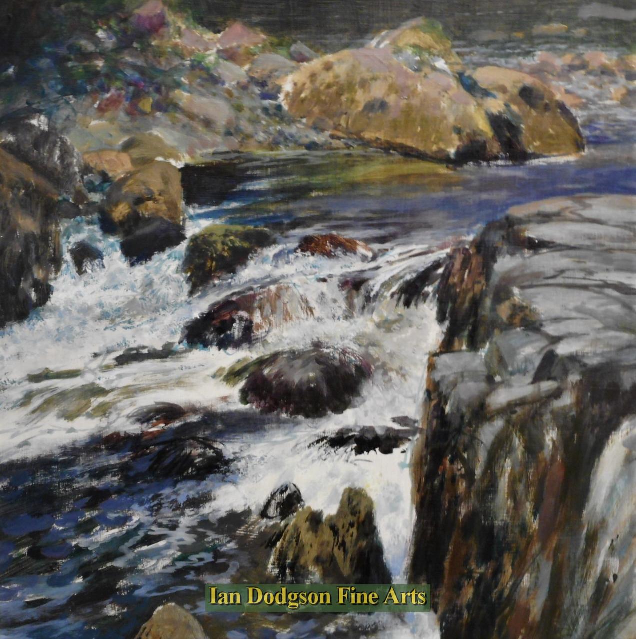 Jeremy Yates - Water over rocks,  Afon Ogwen Acrylic on board (2018)
