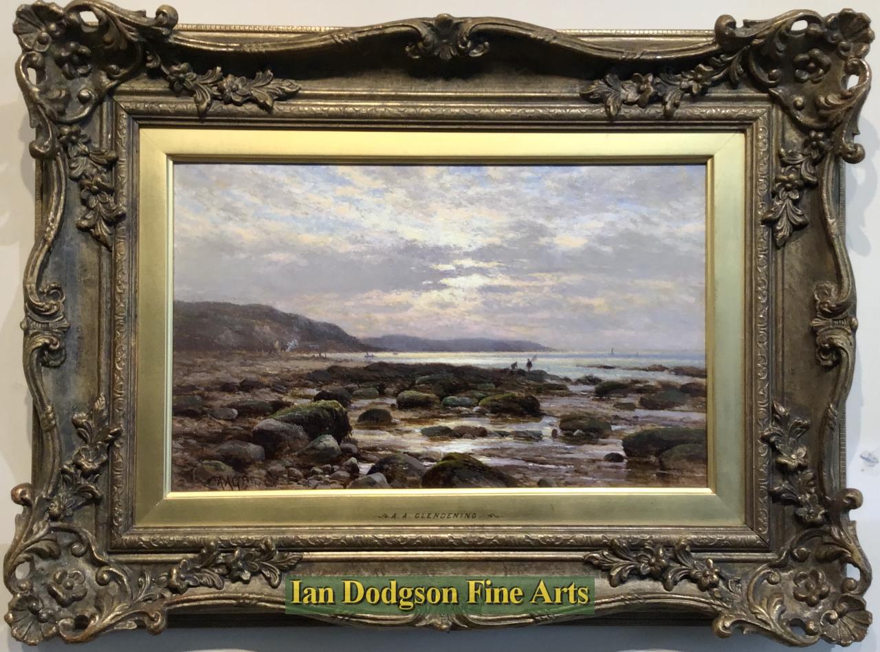 Sunset on the shore, Near Bonchurch, Isle of Wight by Alfred Augustus Glendening