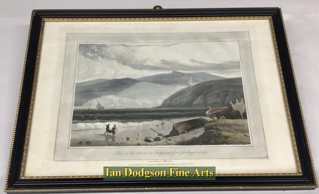 William Daniell - Entrance to Fishguard , Goodwych Sands Aquatint (c1815)