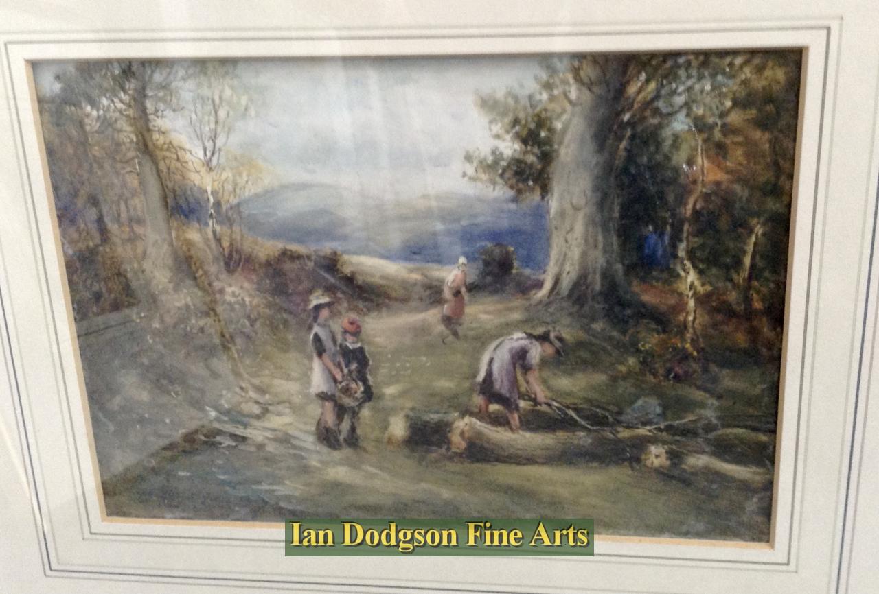 William Manners - Children collecting firewood Watercolour (c1910)