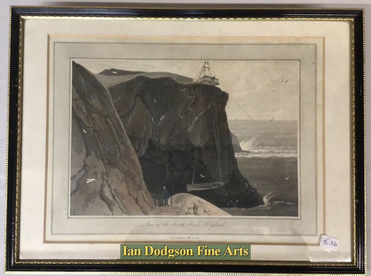 William Daniell - Part of South Stack, Holyhead Aquatint (c1815)